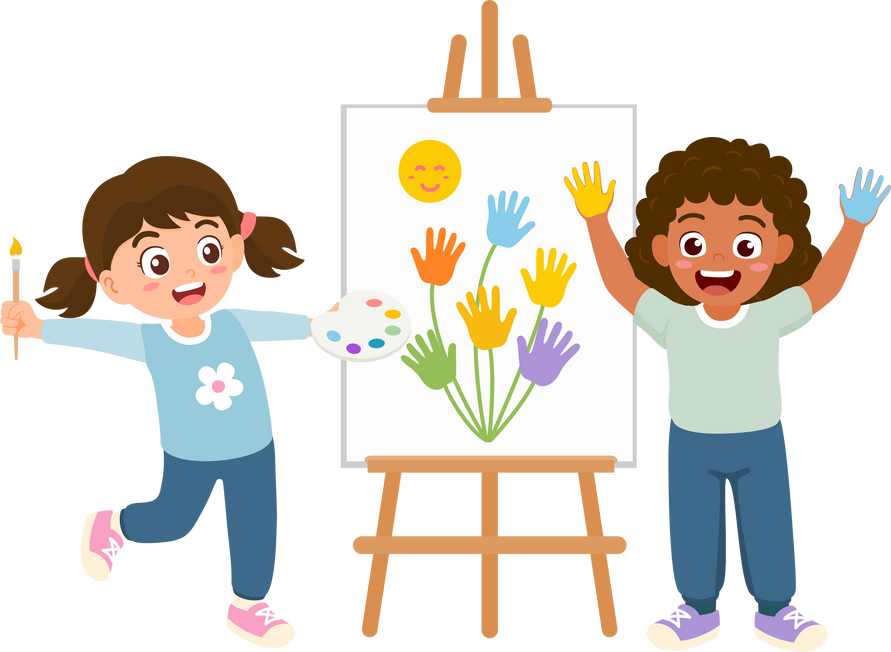 children play finger paint art